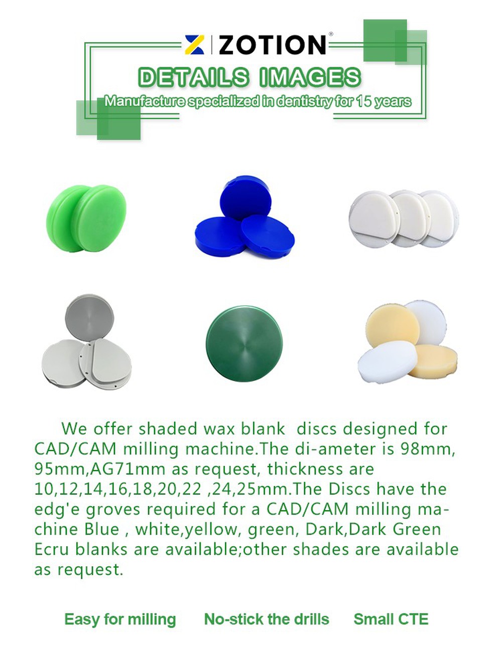 98mm Dental Wax Casting block details 98mm Dental Wax Casting block details