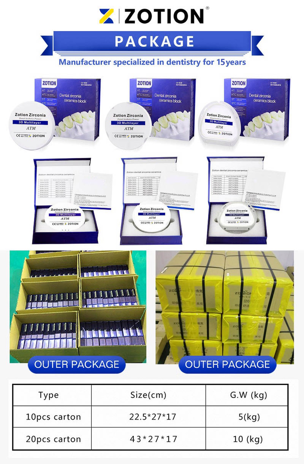 Dental product Zirconia Ceramic block cad cam zirconia blocks package x Dental product Zirconia Ceramic block cad cam zirconia blocks package x